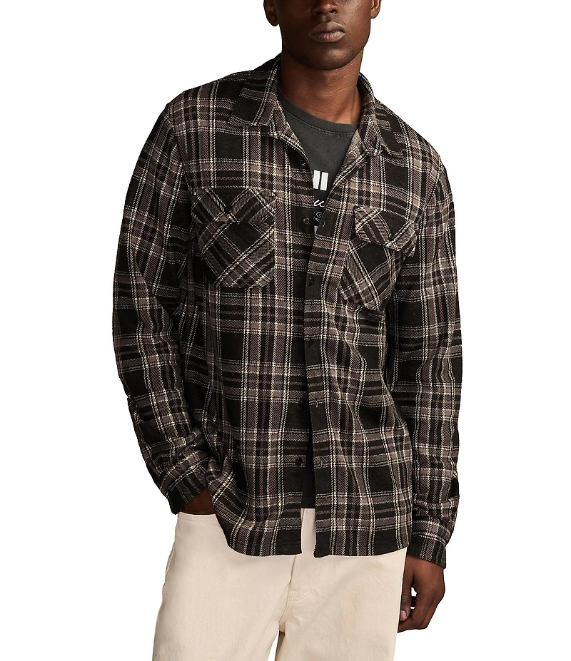 Lucky Brand Plaid Long Sleeve Brushed Knit Jersey Shirt