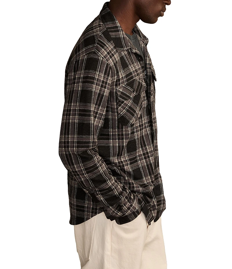 Lucky Brand Plaid Long Sleeve Brushed Knit Jersey Shirt