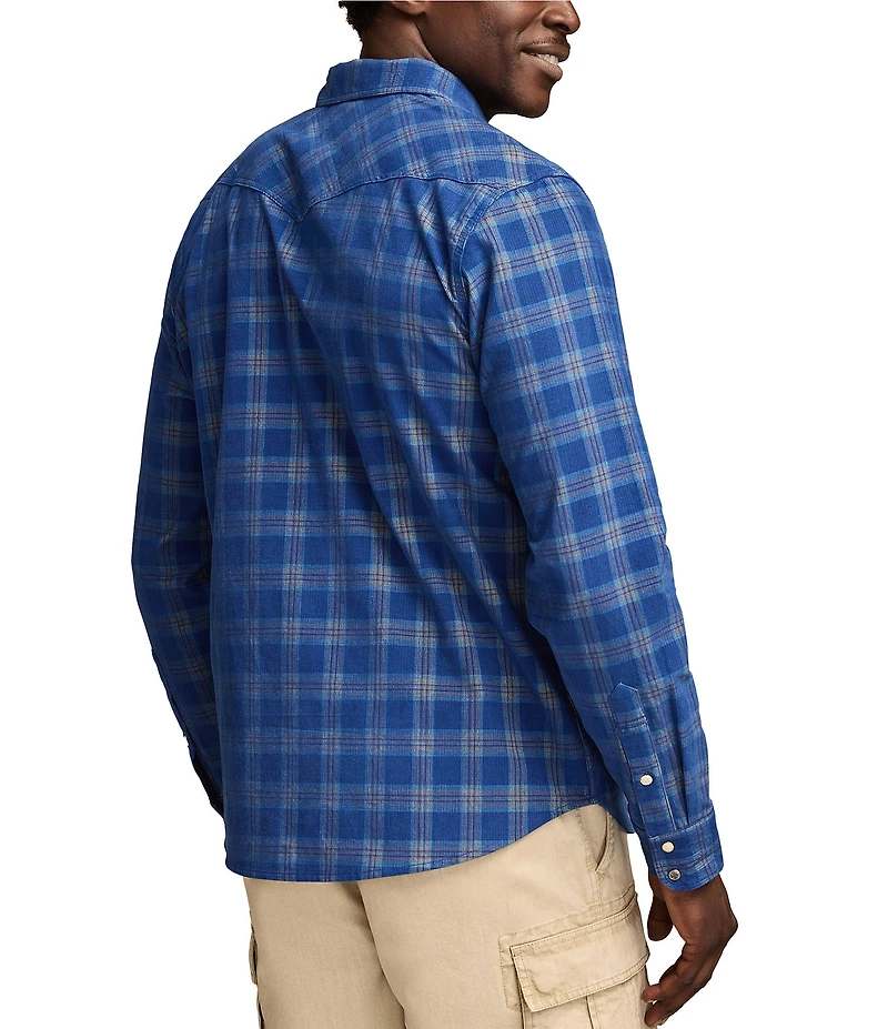 Lucky Brand Plaid Long Sleeve Snap Front Corduroy Shirt