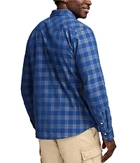 Lucky Brand Plaid Long Sleeve Snap Front Corduroy Shirt