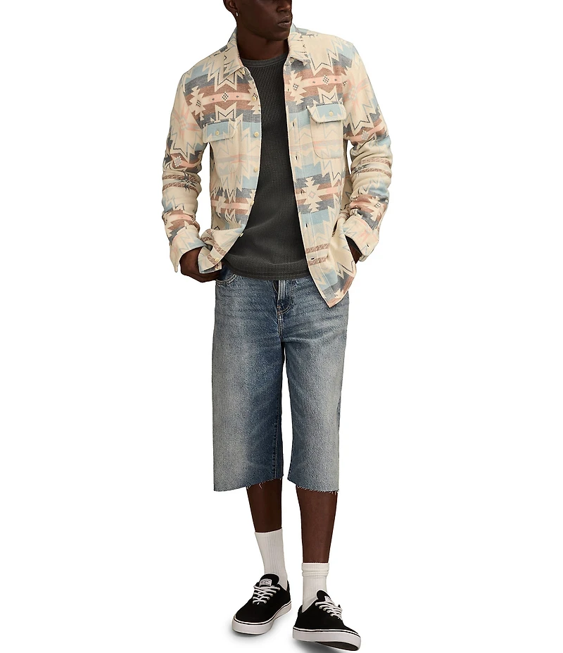 Lucky Brand Printed Long Sleeve Jacquard Workshirt