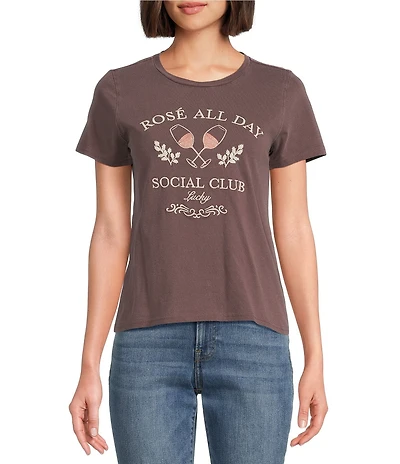 Lucky Brand Rose All Day Crew Neck Short Sleeve Graphic T-Shirt