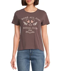 Lucky Brand Rose All Day Crew Neck Short Sleeve Graphic T-Shirt