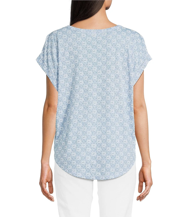 Lucky Brand Sandwash Printed Crew Neck Dolman Short Sleeve Tee