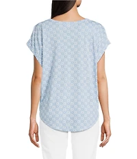 Lucky Brand Sandwash Printed Crew Neck Dolman Short Sleeve Tee