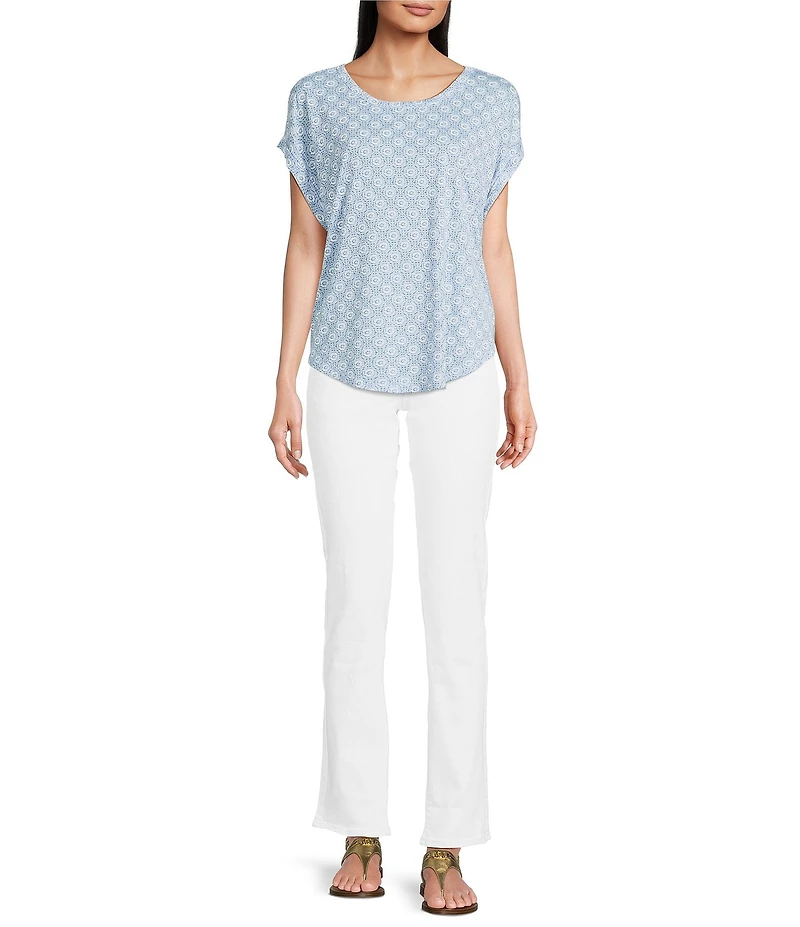 Lucky Brand Sandwash Printed Crew Neck Dolman Short Sleeve Tee