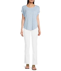 Lucky Brand Sandwash Printed Crew Neck Dolman Short Sleeve Tee