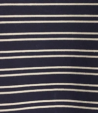 Lucky Brand Sandwash Stripe Contrast Trim Crew Neck Short Dolman Sleeve Top