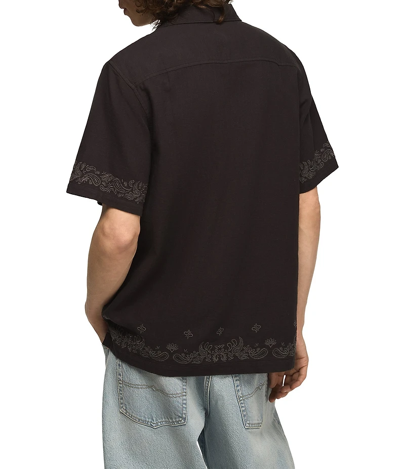 Lucky Brand Short Sleeve Bandana Camp Collar Shirt