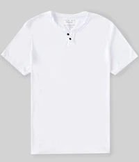 Lucky Brand Short Sleeve Button Notch Neck Venice Burnout T-Shirt