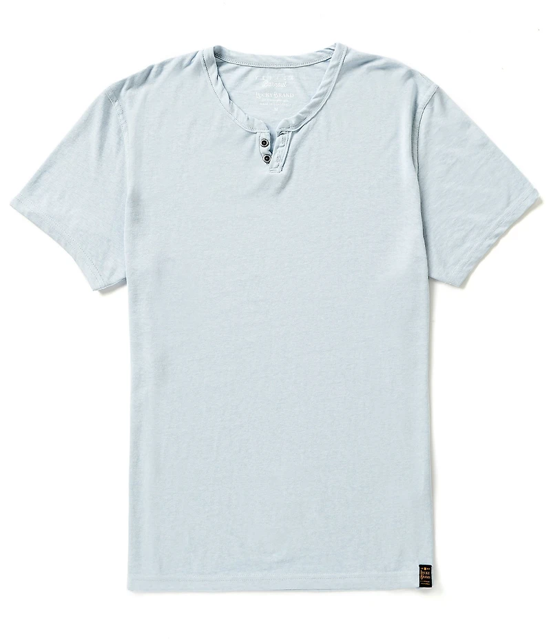 Lucky Brand Short Sleeve Button Notch Neck Venice Burnout T-Shirt