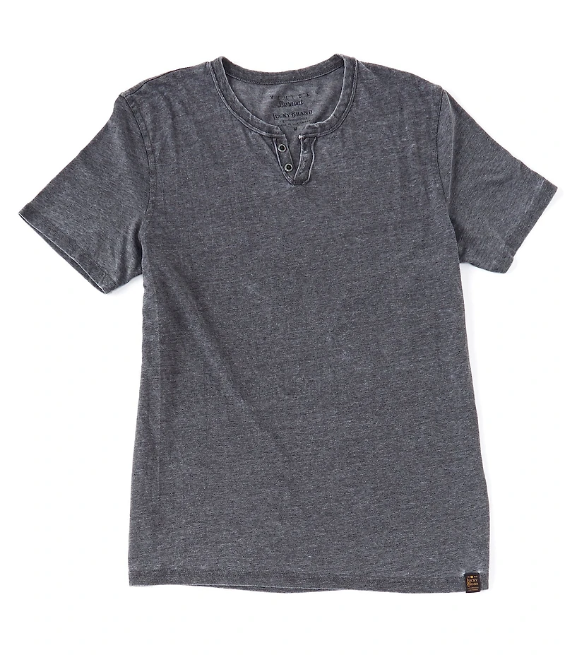 Lucky Brand Short Sleeve Button Notch Neck Venice Burnout T-Shirt