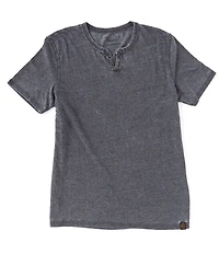 Lucky Brand Short Sleeve Button Notch Neck Venice Burnout T-Shirt