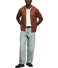 Lucky Brand Short Sleeve Granny Square Button Down Sweater