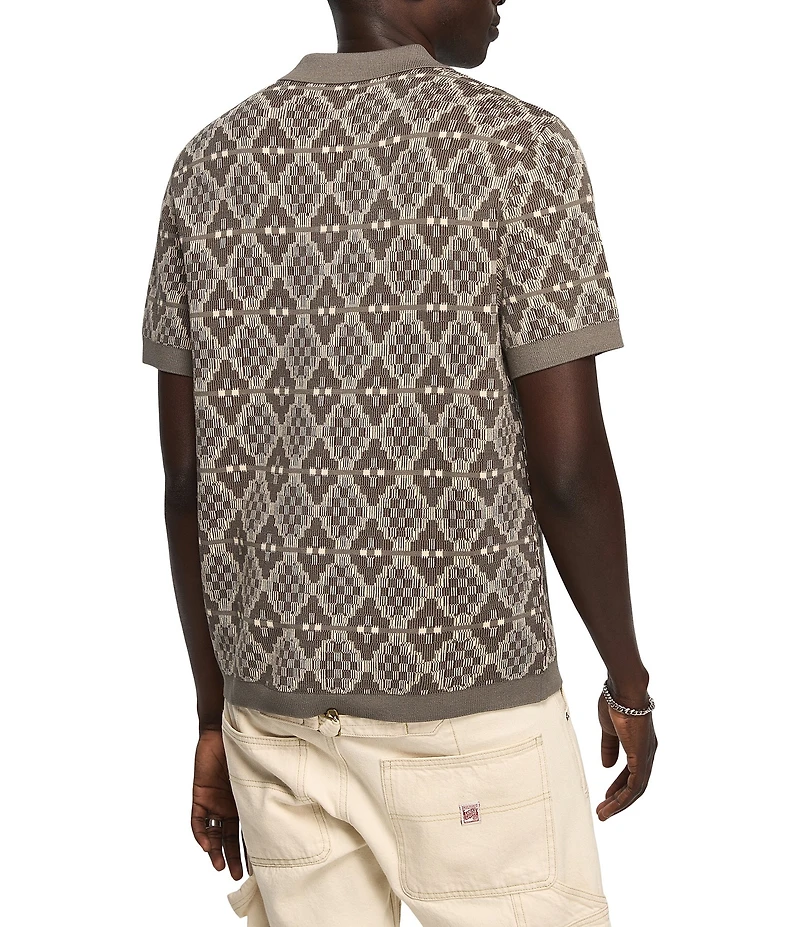 Lucky Brand Short Sleeve Jacquard Button Front Shirt