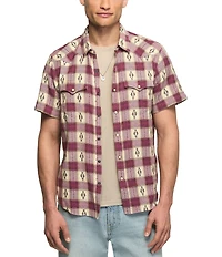 Lucky Brand Short Sleeve Mesa Western Jacquard Plaid Shirt
