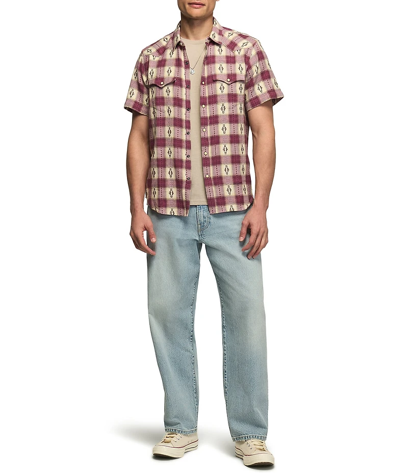 Lucky Brand Short Sleeve Mesa Western Jacquard Plaid Shirt