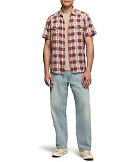 Lucky Brand Short Sleeve Mesa Western Jacquard Plaid Shirt