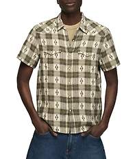 Lucky Brand Short Sleeve Mesa Western Jacquard Plaid Shirt
