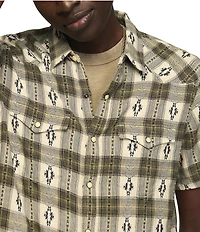 Lucky Brand Short Sleeve Mesa Western Jacquard Plaid Shirt