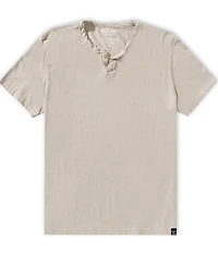 Lucky Brand Short Sleeve Venice Burnout Notch Neck Henley T-Shirt