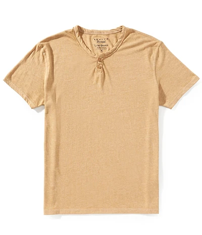 Lucky Brand Short Sleeve Venice Burnout Notch Neck Henley T-Shirt
