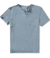 Lucky Brand Short Sleeve Venice Burnout Notch Neck Henley T-Shirt