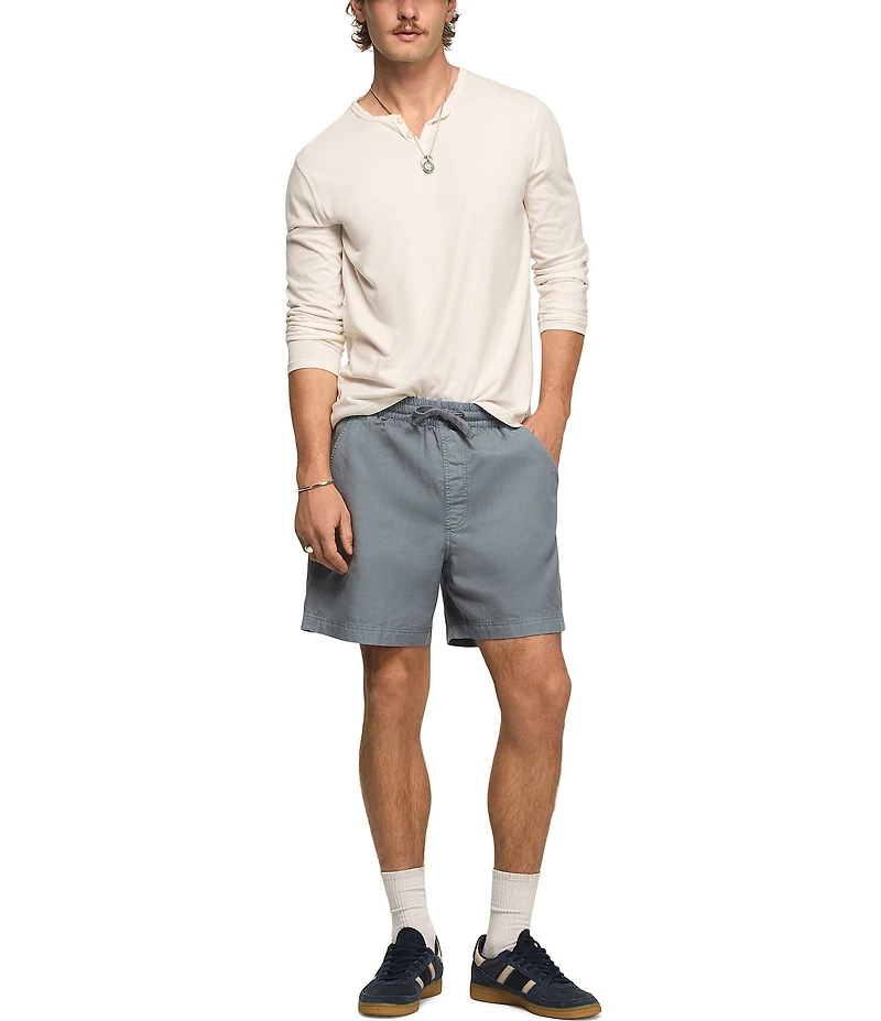 Lucky Brand Solid 7#double; Linen Pull-On Shorts