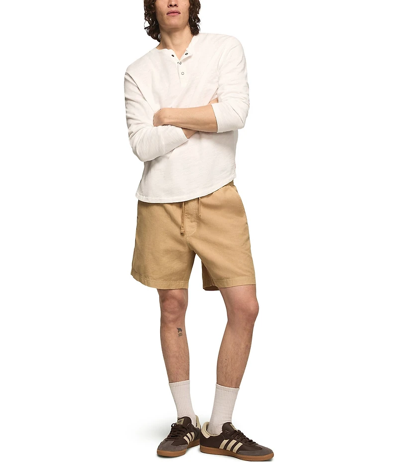 Lucky Brand Solid 7#double; Linen Pull-On Shorts