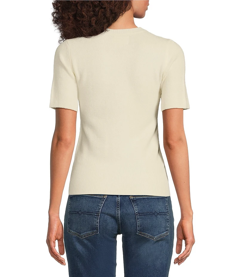 Lucky Brand Solid Crew Neck Short Sleeve Sweater Tee Shirt