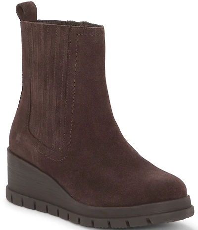 Lucky Brand Sondruh Suede Wedge Chelsea Booties