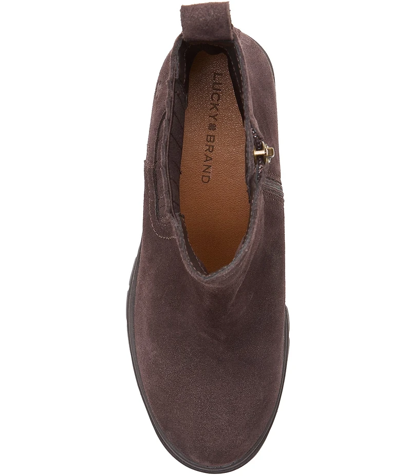 Lucky Brand Sondruh Suede Wedge Chelsea Booties
