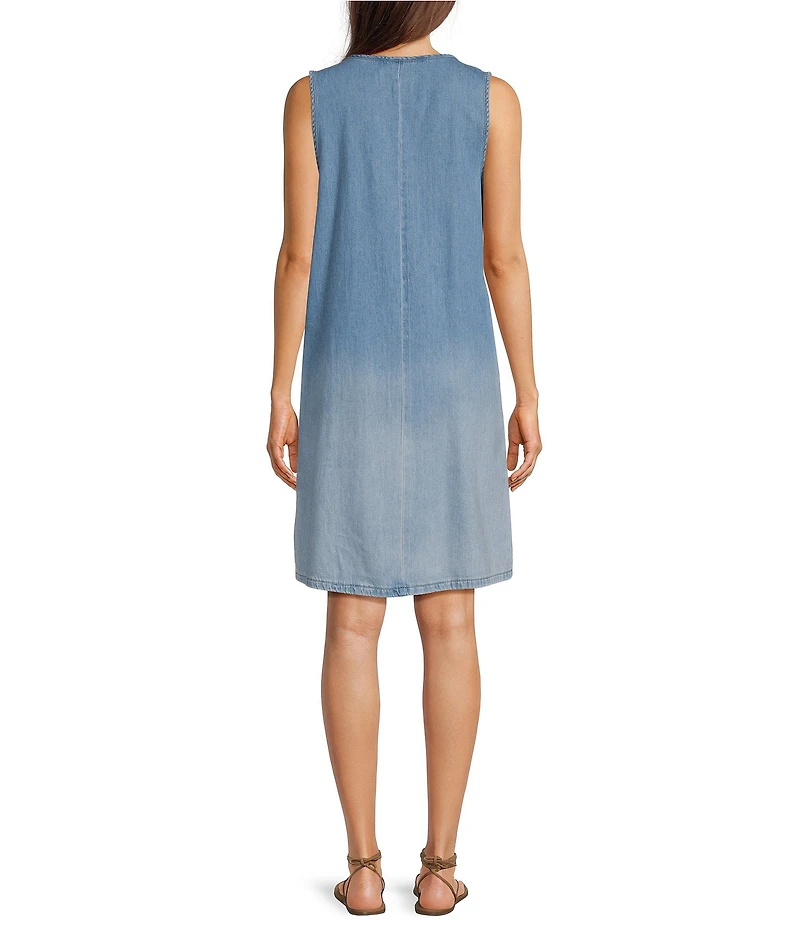 Lucky Brand Split Round Neck Front Tie Sleeveless Mini Dress