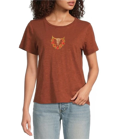 Lucky Brand Steer Knit Crew Neck Short Sleeve Tee