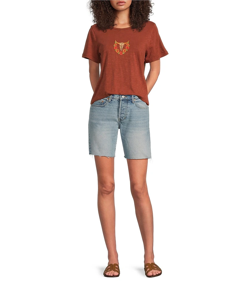 Lucky Brand Steer Knit Crew Neck Short Sleeve Tee