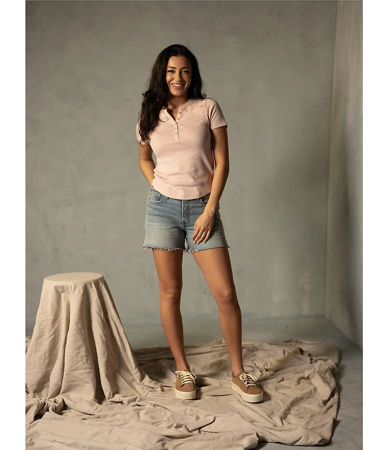 Lucky Brand Stretch Denim High Rise Baggy Shorts