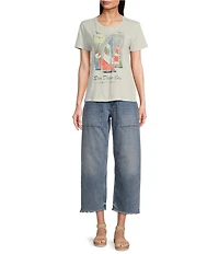 Lucky Brand Stretch Denim High Rise Wide Leg Patch Pocket Jeans