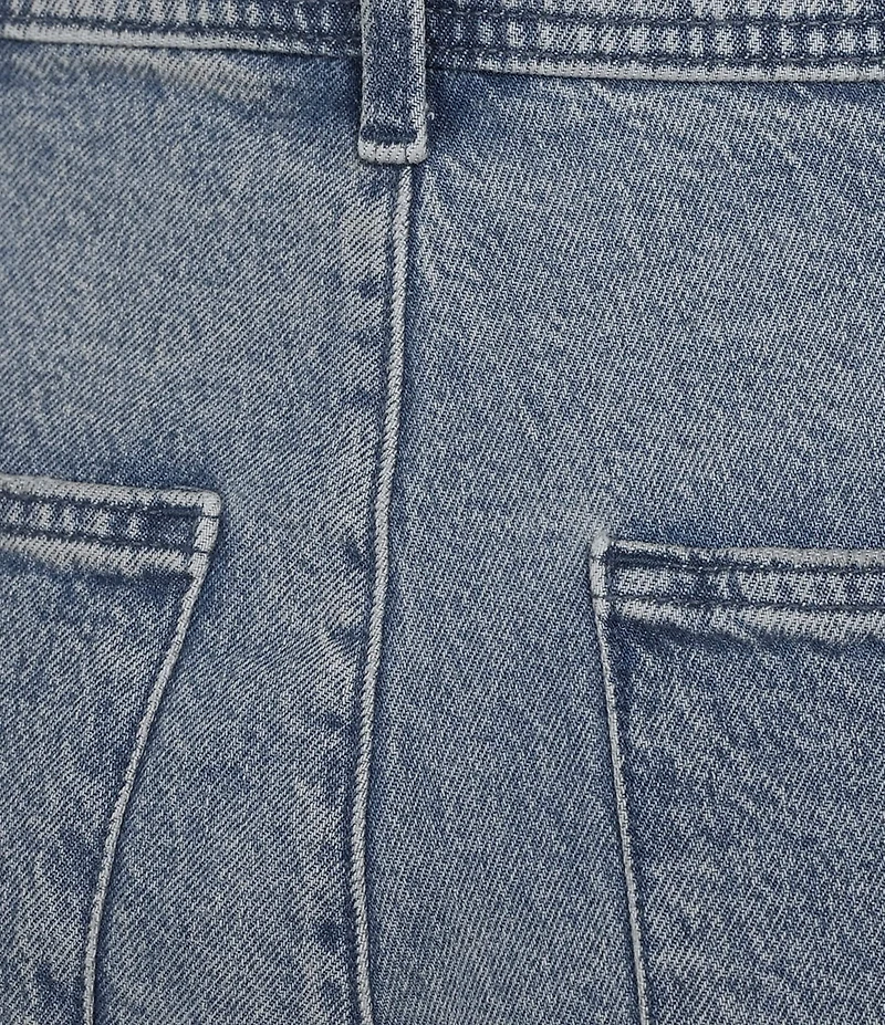 Lucky Brand Stretch Denim High Rise Wide Leg Patch Pocket Jeans