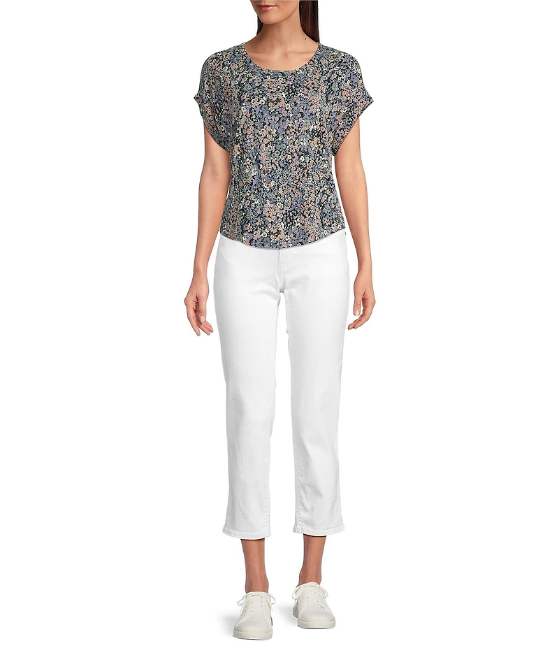 Lucky Brand Stretch Denim Mid Rise Cropped Relaxed Fit Jeans