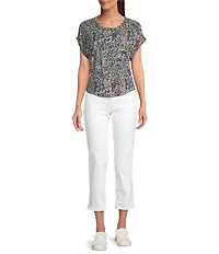 Lucky Brand Stretch Denim Mid Rise Cropped Relaxed Fit Jeans