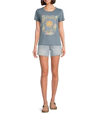 Lucky Brand Stretch Denim Mid Rise Frayed Hem Shorts