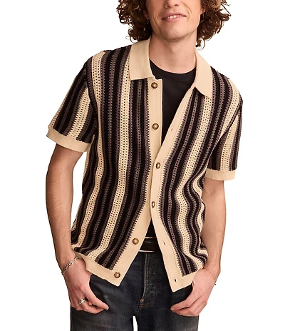 Lucky Brand Striped Short Sleeve Knit Top