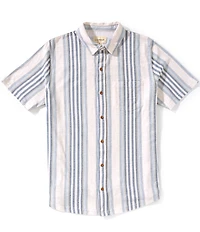 Lucky Brand Striped Short Sleeve Linen-Blend Shirt
