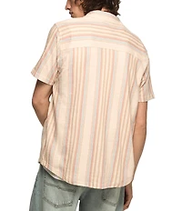 Lucky Brand Striped Short Sleeve Linen-Blend Shirt