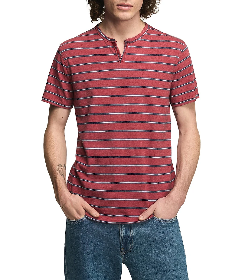 Lucky Brand Striped Venice Burnout Notch Neck Tee