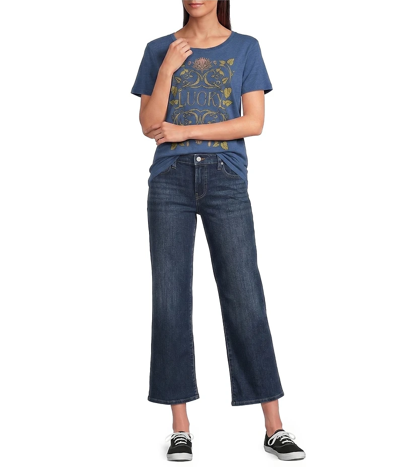 Lucky Brand Sweet Denim Mid Rise Wide Leg Ankle Jeans