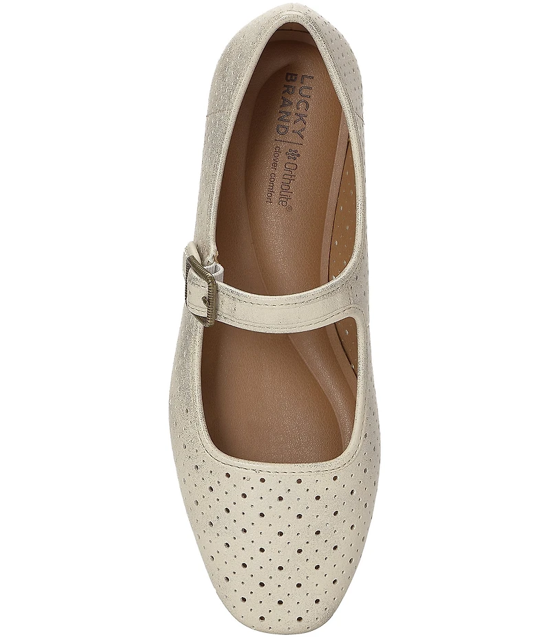 Lucky Brand Tannyr Metallic Perforated Mary Jane Flats