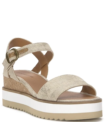 Lucky Brand Temay Linen Platform Wedge Sandals