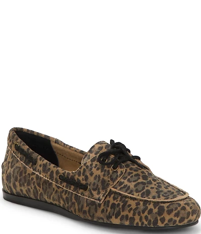 Lucky Brand Timini Leopard Print Suede Boat Shoes