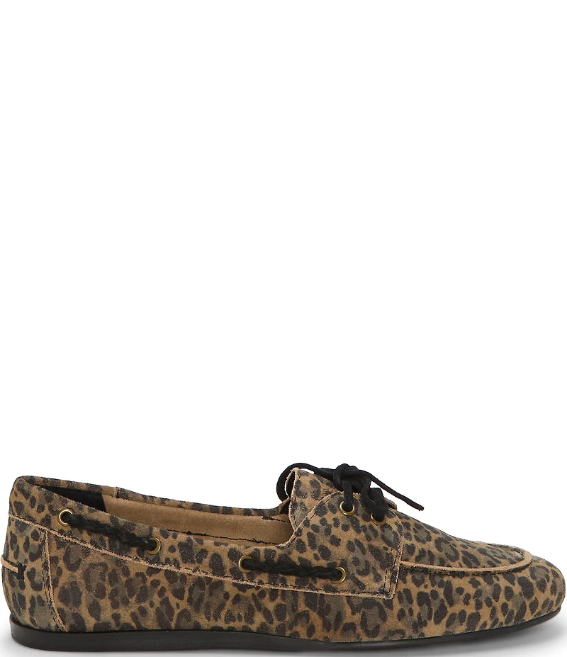 Lucky Brand Timini Leopard Print Suede Boat Shoes